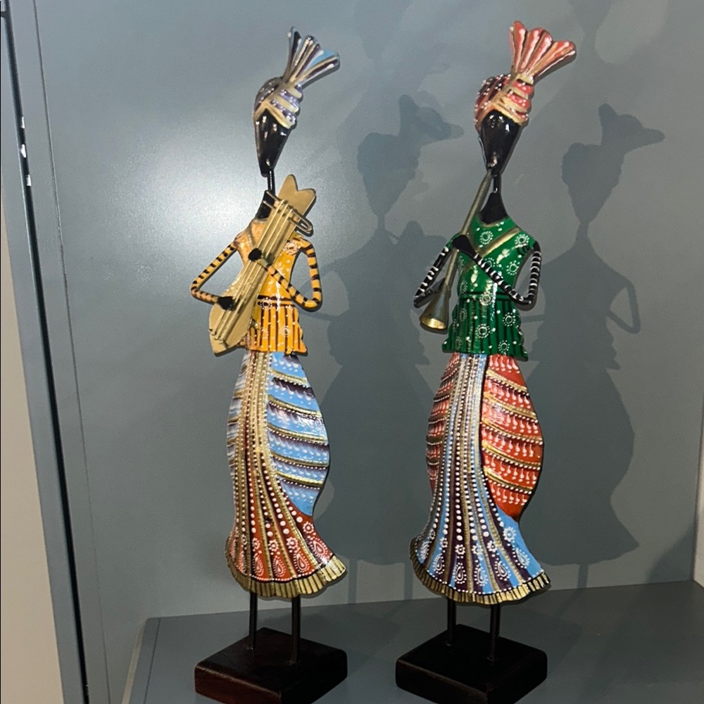 Colorful Tribal Musician Sculptures